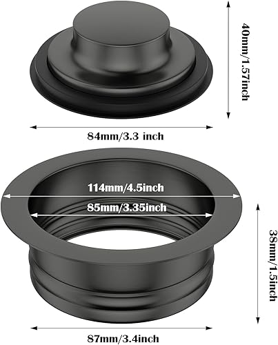 Miniatura 5 de Dcolora - Brida de eliminación de basura  Brida de fregadero de cocina negro mate para eliminación de basura, orificio de drenaje de fregadero de 3