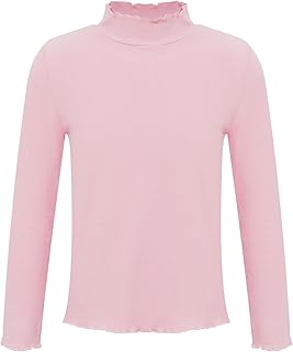 Camiseta Niñas Manga Larga Básica Tops Cuello Alto Camiseta Térmica Ropa Interior Cálido Camiseta De Algodón Suave Jersey Cálido