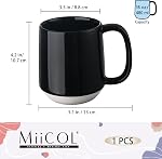 Miicol Mug de café en céramique, 16 oz grande tasse de café, tasse à thé avec poignée, tasse de fond plat pour les hommes, les femmes, bureau, micro-ondes et lave-vaisselle coffre-fort, multi-couleur, Panda noir