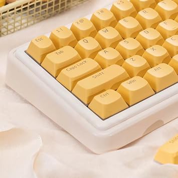 Pudding Keycaps,117 Keys PBT Keycaps Set Creamy Dye-Sublimation Key Caps, Jelly Custom Key Cap for DIY MX Swithes Mechanical Gaming Keyboard (Yellow)