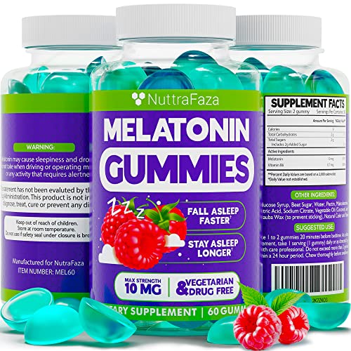 Vegan Melatonin Gummies 10mg - Help Fall Asleep and Wake Up Refreshed - Fast Dissolving Sleep Aid Chewables - Non-GMO - Healthy Restful Deep Sleep Cycles, Melatonin Gummy for Kids, Adult, Adults