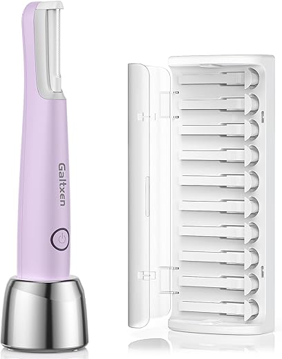 Sonic Dermaplaning Tool for Women, Rechargeable Face Dermaplane Razor Sonic Edge Technology for Facial Hair, Exfoliating and Peach Fuzz, 10 Refill Blades Purple