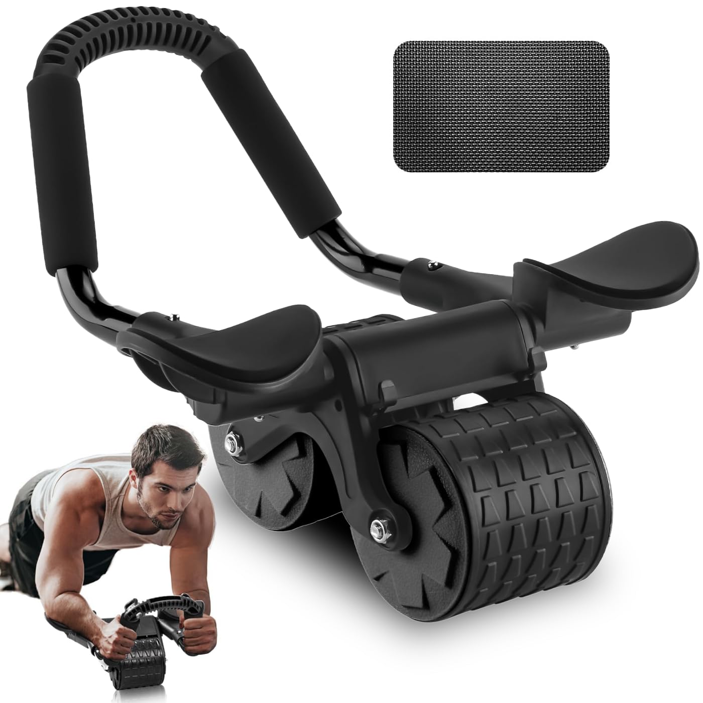 Bauchroller Ab Roller Bauchtrainer für Zuhause mit Ellbogenunterstützung, Automatische Rebound Bauchroller Bauchmuskeltrainer Roller, Bauchmuskeltraining Fitnessgeräte für Zuhause für Männer Frauen