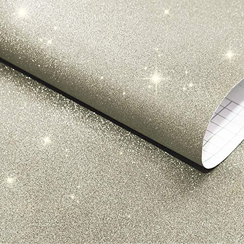 Grau Selbstklebende Klebefolie Schrankfolien Selbstklebend Folie für Möbel Küche Vinyl Dekorfolie Hochglanz Mit Glitzerpartikel Effekt Cover