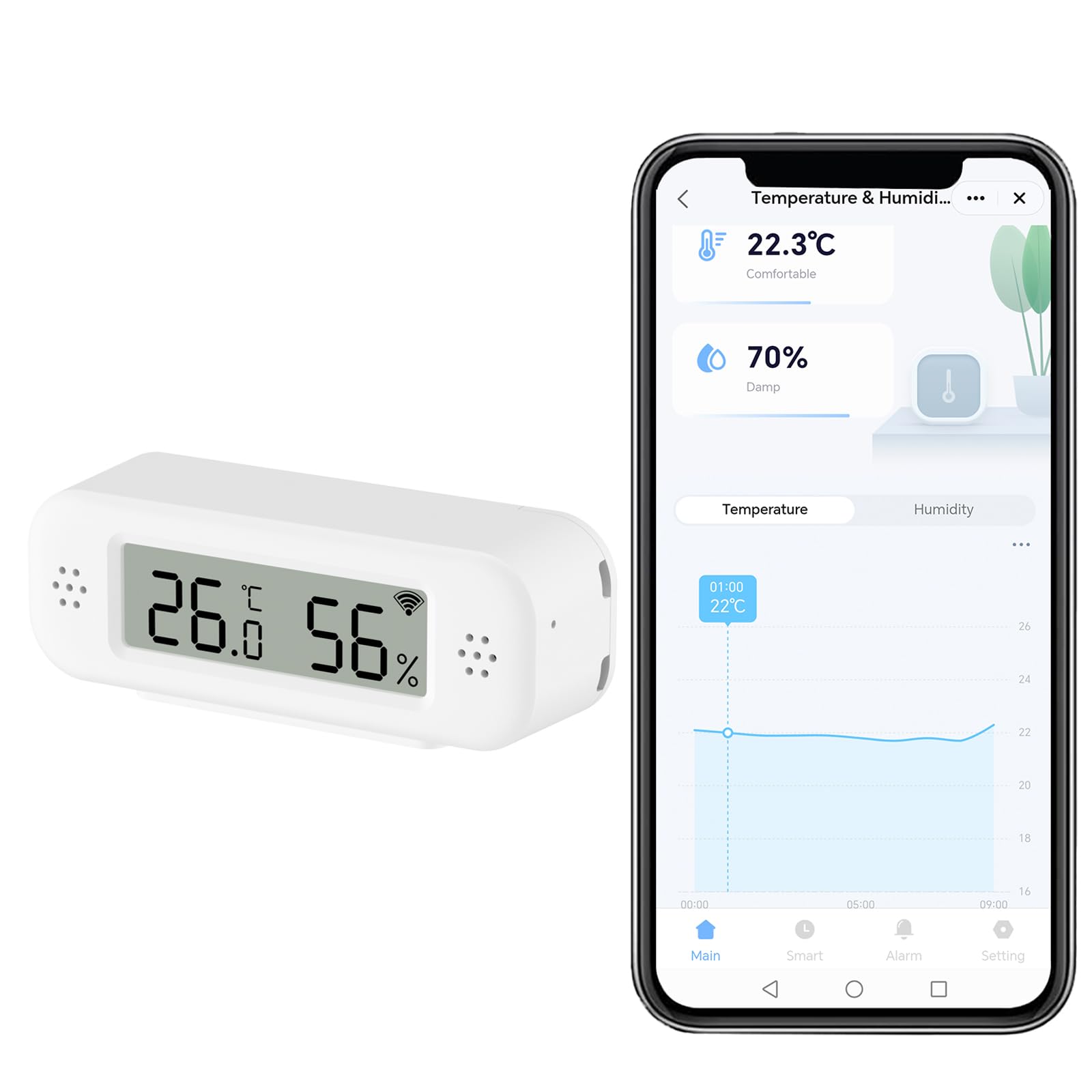 Smart Digital Thermometer Hygrometer, WiFi Indoor Temperature Humidity Sensor with App Alerts, Mini Room Temperature Meter with Data Storage and Export, Compatible with Alexa. 1PCS-image-23
