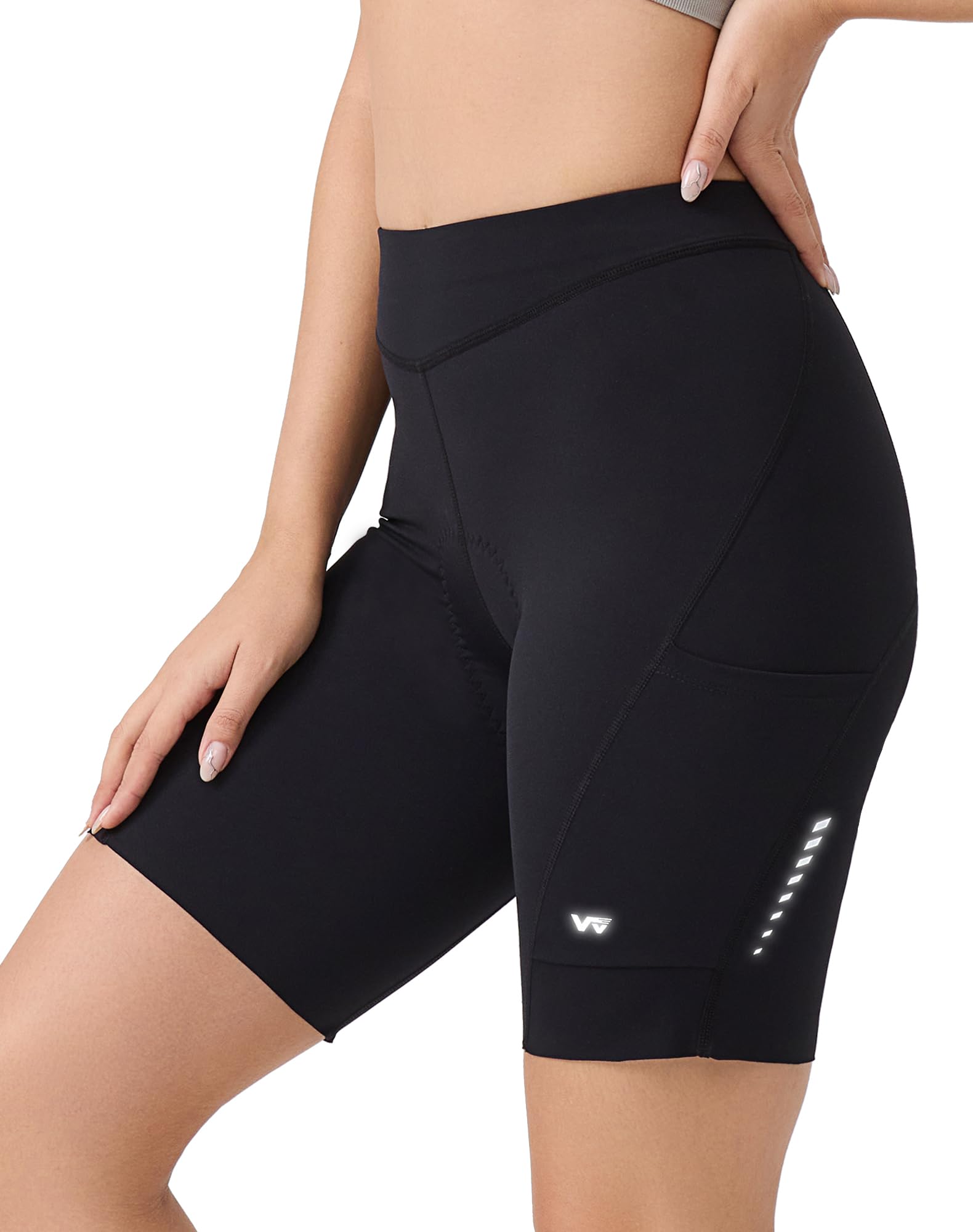 Short de cyclisme pour femme - Rembourré - 6D - Avec poche - Séchage rapide - Élastique - Respirant - Avec rembourrage large et dense - Sans douleur