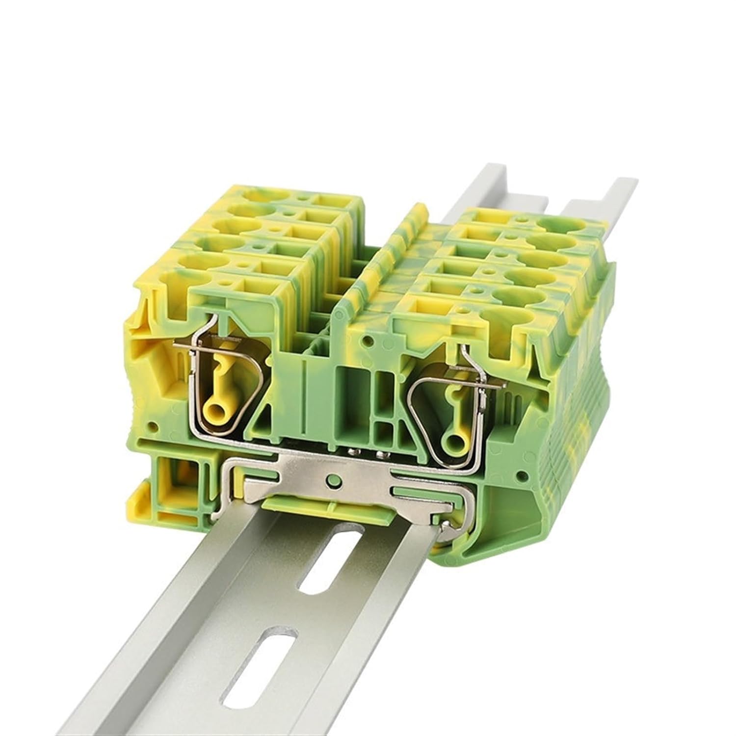 Earth Connectors 5Pcs ST6-PE Spring Cage 6mm PE Metal Ground Termin Protective Wire Electrical ST 6-PE Din Rail Terminal Block