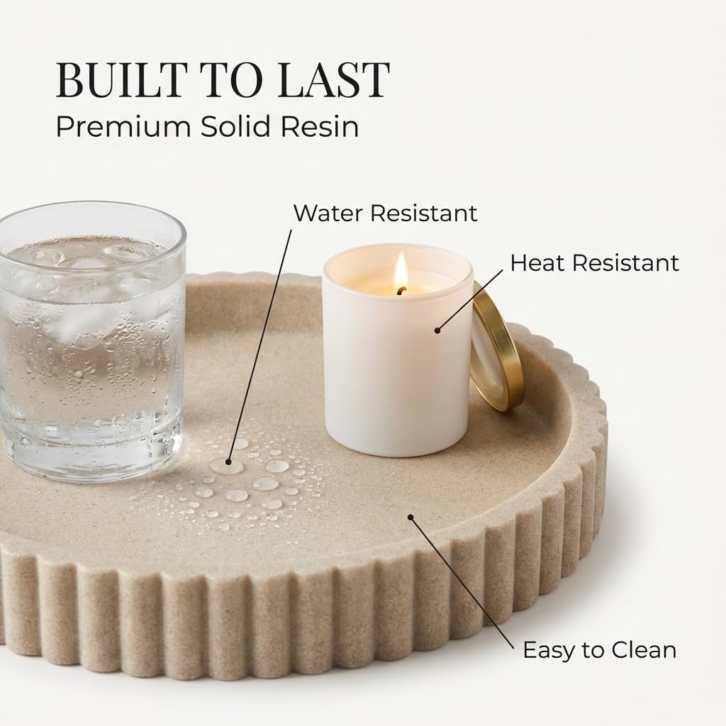 OAKOA Decorative Tray for Decor - Coffee Table Tray for Living Room - Round Tray for Home Decor - Coffee Table Decor Centerpiece - Modern Minimalist Centerpiece - Image 2