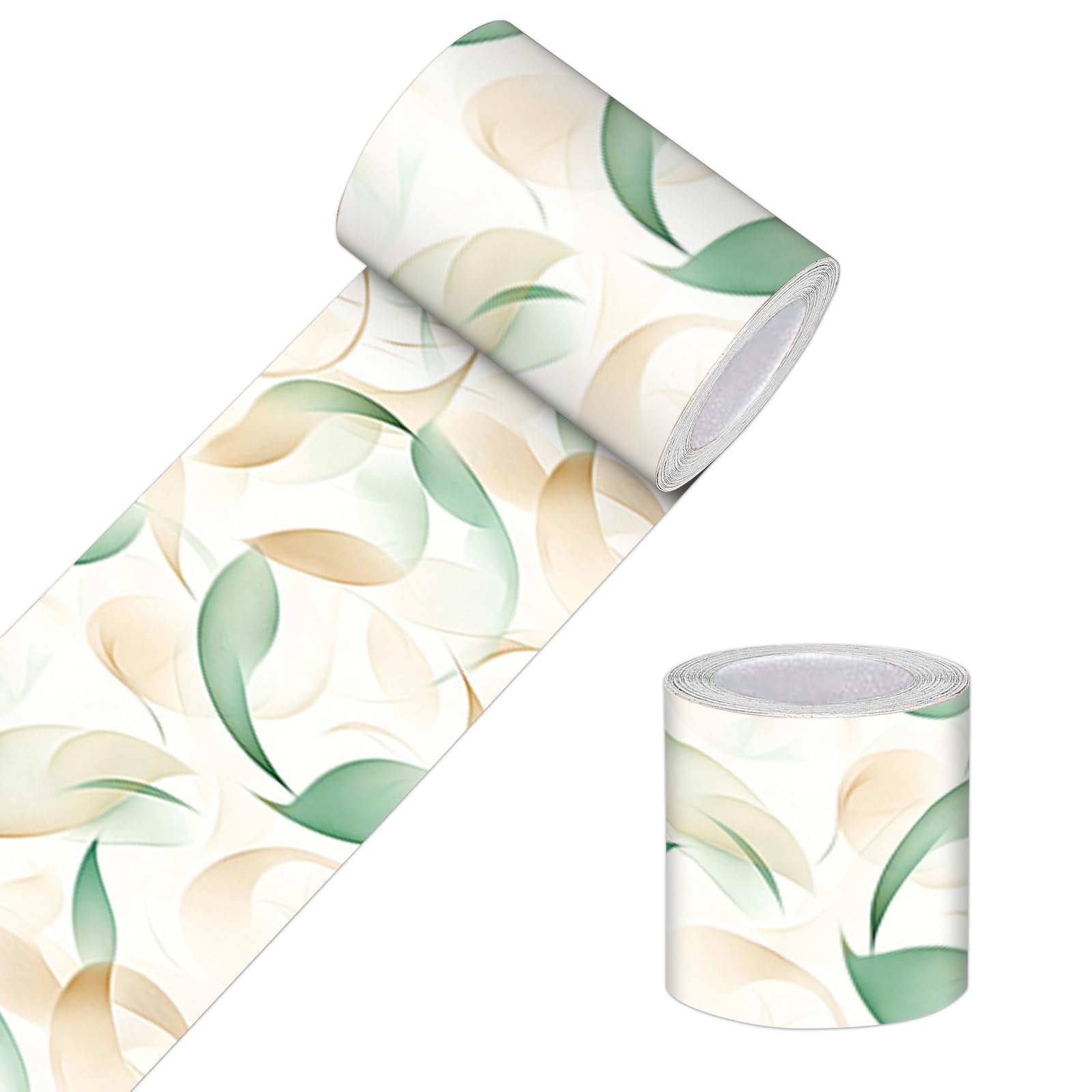 HOMETITUTE Wallpaper Border – Peel And Stick, Green Leaf Watercolor, 4 X 196 Inch – Decorative Wall Trim, Self-Adhesive Accent Strip For Bedroom, Kitchen, Living Room, Mirror Frame
