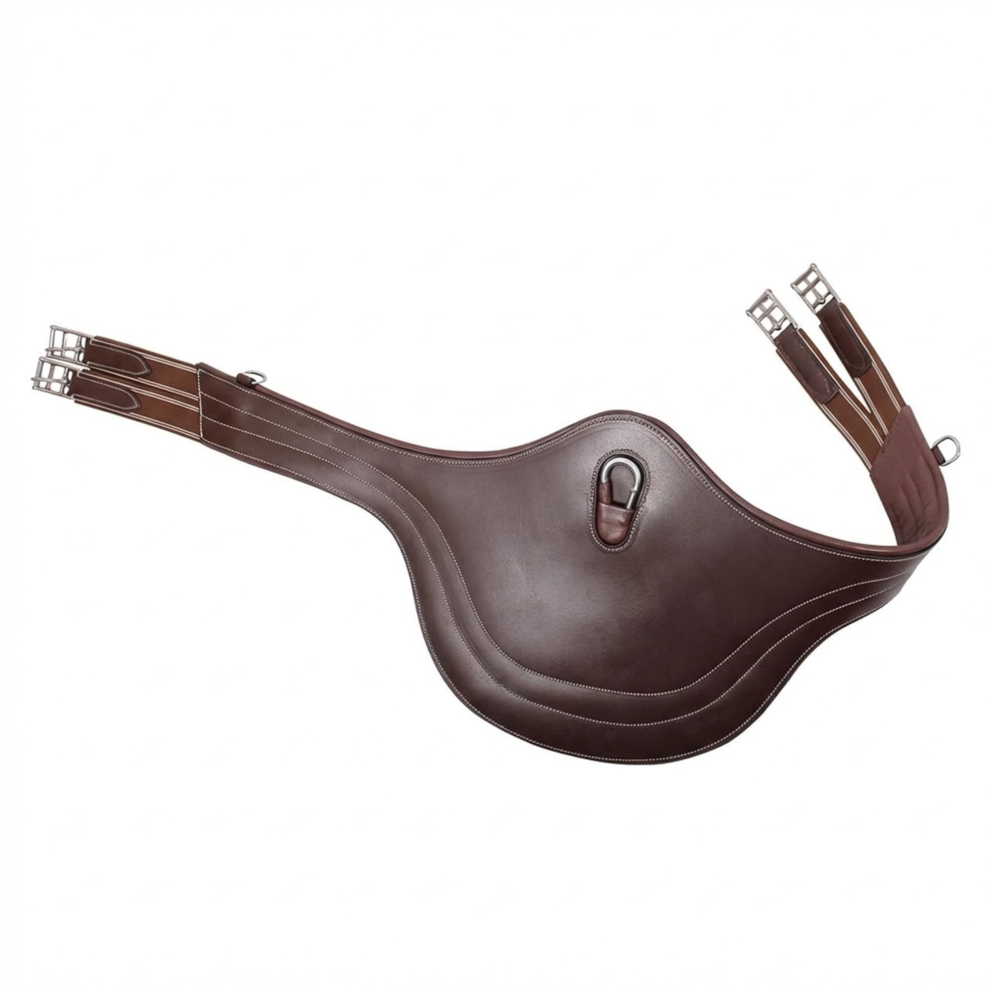 ARBO-INOX Stollenschutzgurt anatomischer Sattelgurt – Bauchschutz beim Reiten – Leder mit Elastikeinsätzen | 105-135 cm Längen | Braun oder Schwarz