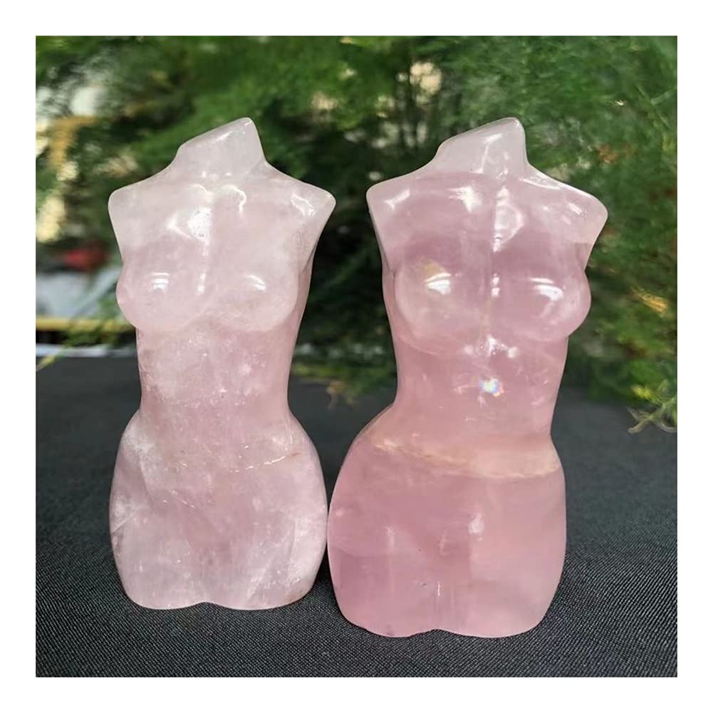 Plein de Textures for la 100-120g Naturel Rose Quartz Déesse Statue Cristal Sculpté Femme Torse Énergie Rose Gemme Corps Sculpture Décorer Cadeau (Size : One Size)