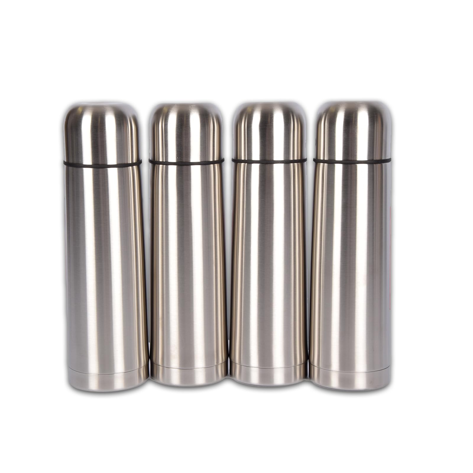 4er Set Thermoflasche Edelstahl Grau 750ml I Durable & Hochwertiger Edelstahl | 8cm breit, 28,5cm hoch I Inklusive Edelstahldeckel, ideal für heiße und kalte Getränke