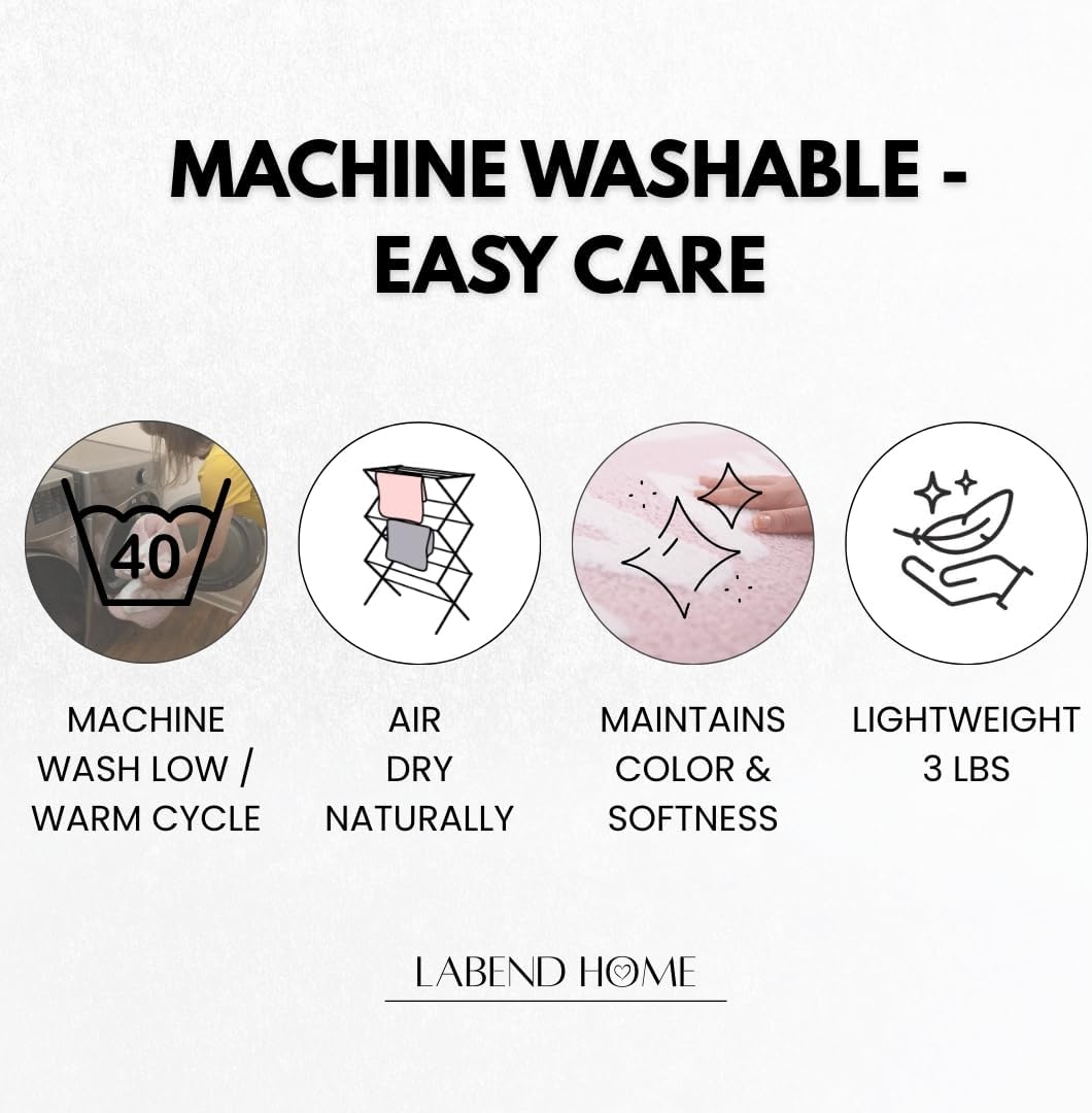 LABEND HOME Get Naked Bath Mat Runner 50"" x20 - Funny Bathroom Rug, Plush Microfiber Non-Slip TPR Backing, Machine Washable Quick-Dry Bath Decor - Pink