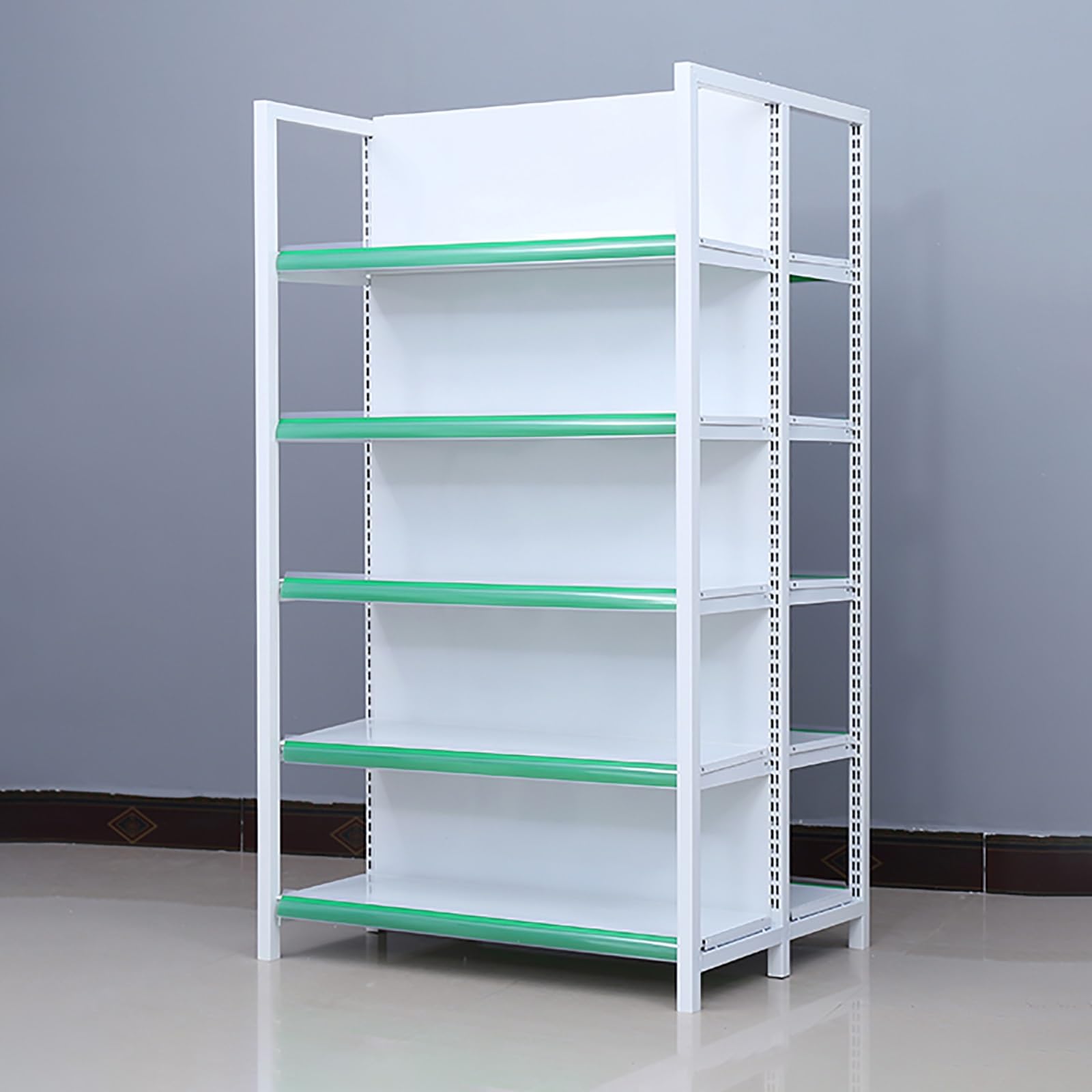 Generico Scaffalatura a Gondola Regolabile a 5 Ripiani per supermercati, Negozi di Alimentari e minimarket - Scaffale Versatile con indicatore Prezzi (90x130 cm)