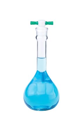 Kimax Borosilicate Glass Class A Heavy-Duty Wide Mouth Volumetric Flask with Color-Coded PTFE Stopper, 0.08ml Tolerance, 20ml Capacity Case of 6