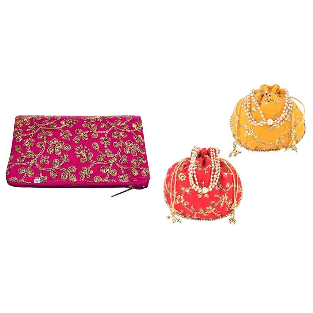 heart home Kuber Hand Purse | Polyester Potli Bags for Women-picture-31