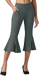 Willit Robe de yoga pour femmes Pantalon Capri Stretch Travail Causal Ruffle Flare Capri Leggings avec poches