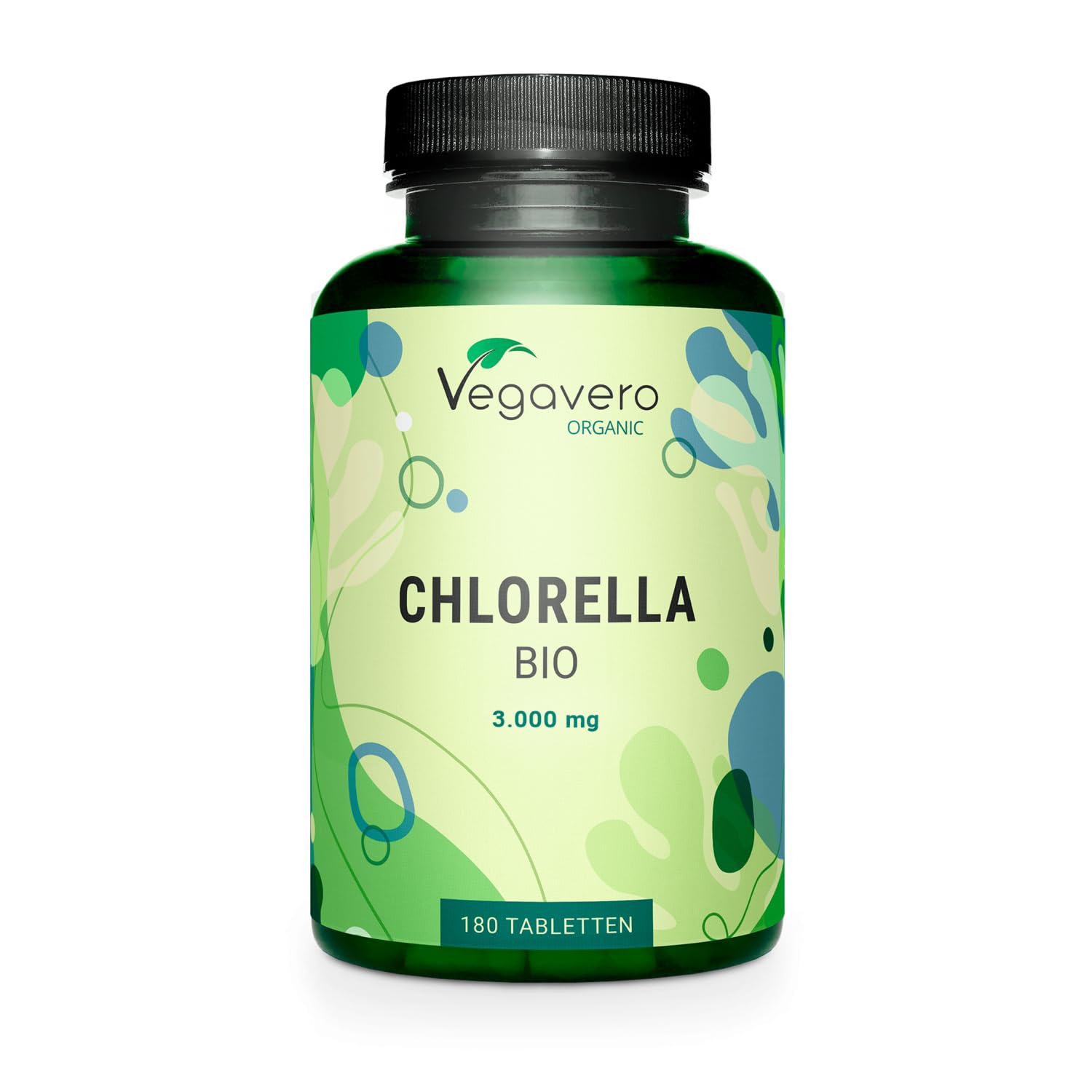 Chlorella BIO - 3000 mg | Sans Additifs & Vegan | Source de Vitamines, Minéraux et Protéines | 180 Comprimés | Vegavero®