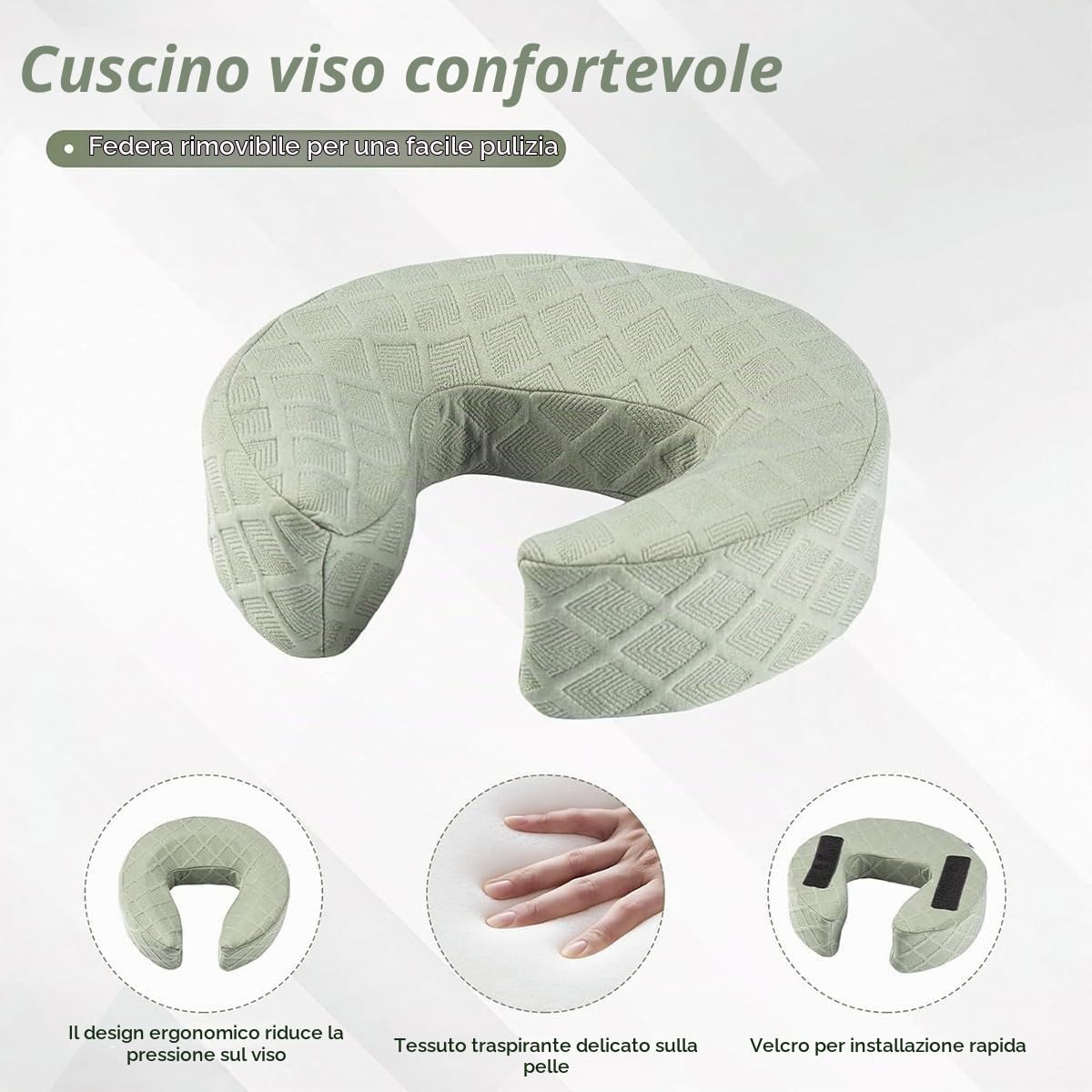 Poggiatesta massaggiante per letto supporto per il viso regolabile a casa kit da tavolo portatile materasso per dormire cuscino dopo intervento chirurgico agli occhi supporto per la testa(1 set,Green)