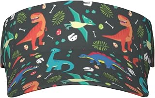 XIXIAN Cartoon Dinosaur Printed Adult Sunscreen Visor Cap Lightweight and Breathable Adult Sun Visor Empty top hat Versatile Outdoor hat Black