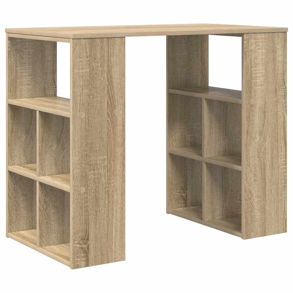 Scrivania in rovere Sonoma, 90 x 50 x 75 cm, con spazio e ripiani, moderna scrivania da ufficio per lavoro domestico e piccola stanza, versatile tavolo per PC per ufficio e gaming