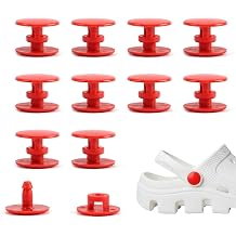 10Pcs Plastic Rivets Croc Rivets Croc Strap Button Replacement Rivets Replacement Plastic Push in Fastener Rivets for Crocs Shoes Boots Wristband Home Daily Use Red