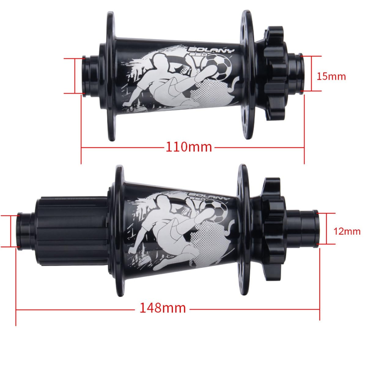 Mozzo Boost MTB con Perno Passante 32 Fori 120 Clic 6 Artigli Mozzo MTB in Lega di Alluminio 8-12 velocità Mozzi per Freni A Disco per Mountain Bike(Schwarz)