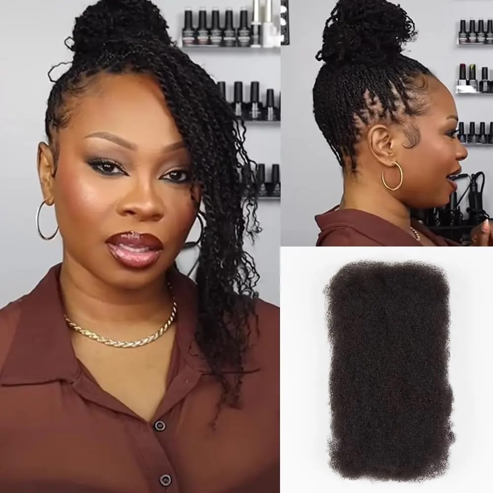 Afro Kinkys ludzkie włosy w dużych ilościach do zaplatania, 50 g/opakowanie, ludzkie włosy plecione w dużych ilościach do przedłużania Microlocs (czerwone wino, 30 cm)