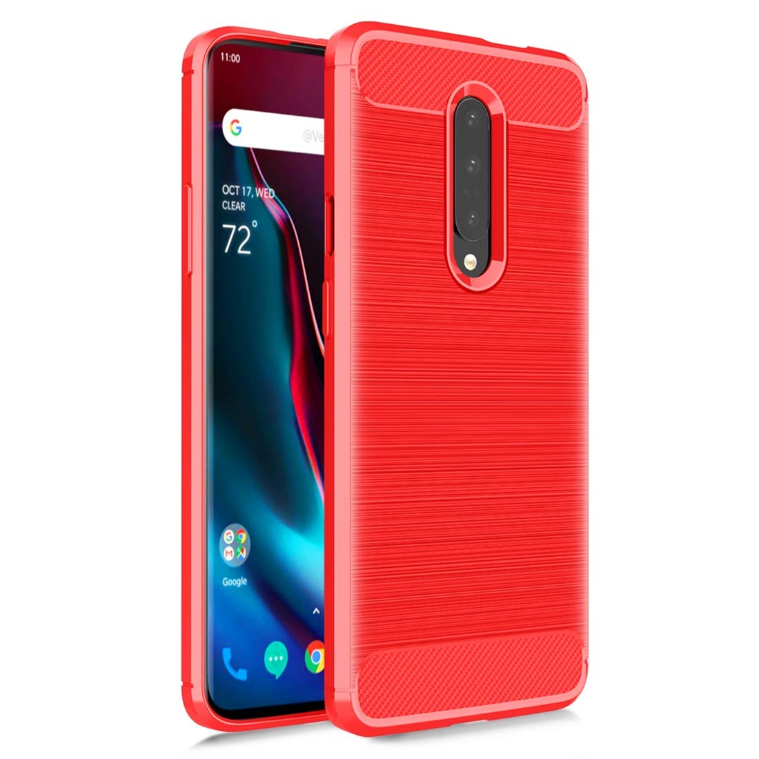 MMDcase OnePlus 7 Pro Case, One Plus 7 Pro Phone 5G Case Carbon Fiber Brushed Texture [Full-Body] Shockproof Protective 【Anti-Scratch&Anti-Slip&Anti-Dropping】 Cover for Men/Women/Boys/Girls, Red