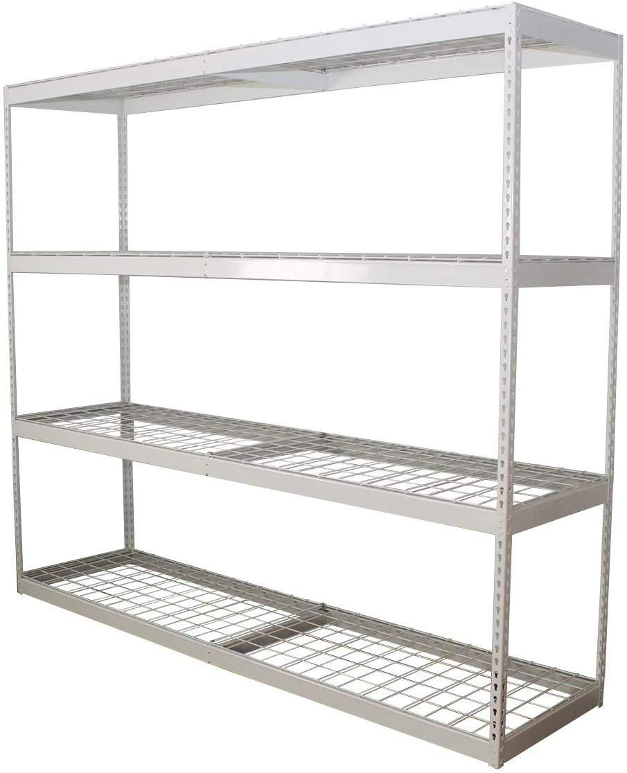 SafeRacks Freestanding Shelf | Steel Shelving Unit | 2'D x 8'W x 7'T (1-Pack, White)