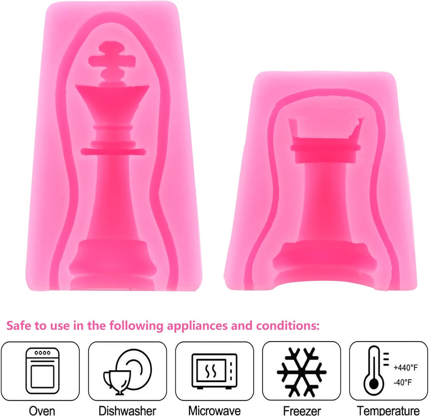 Ciieeo 6pcs Chess Silicone Fondant Mold Set for Cake Decorating, Non-stick Chess Piece Baking Moulds for Chocolate, Candy, and Soap Making, Food-grade Flexible Mold for Home Baking