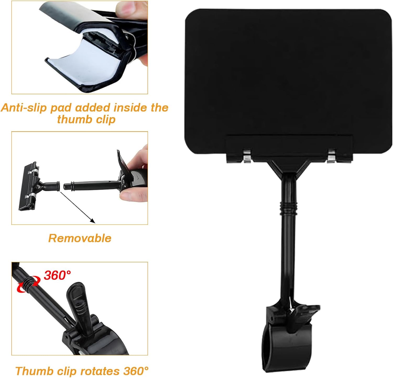 10 Pcs Merchandise Sign Holder Clip, 4.1x5.5'' Double Head Display Clips Rotating Reuse Sign Price Tag,Adjustable Pop Label Clips Rack for Business, Party, Office, Exhibition,Black