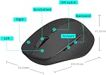 RAPOO M300G Silent Wireless Mouse, 2.4GHz Multi-Mode Bluetooth Mouse for Laptop, Adjustable up to 2400 DPI Computer Mouse, Optical Mouse with USB Receiver for PC, 12 Months Battery Life, Black or Gray