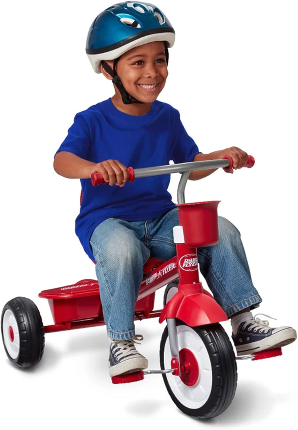 Radio Flyer Stroller Tricycle, EZ Fold 4-in-1 Stroll 'N Trike for Infant & Toddler, Red