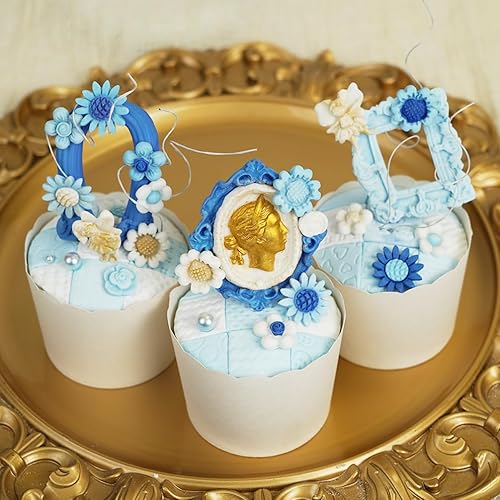 Miniatura 9 de Moldes de silicona para fondant con diseño de hojas de rosas y flores, paquete de 6 unidades, 44 cavidades para fundición de joyas epoxi de resina