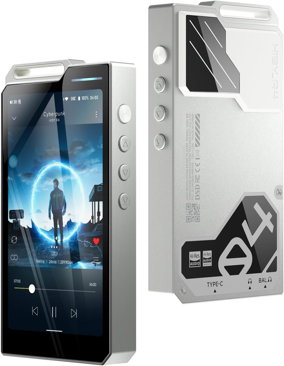 R4 MP3 & MP4 Players Spotify Player with Bluetooth and WiFi 4-Way HiFi DAP Android 12 OS 3.5mm PO+4.4mm Bal 32G+2TB Scalable Memory