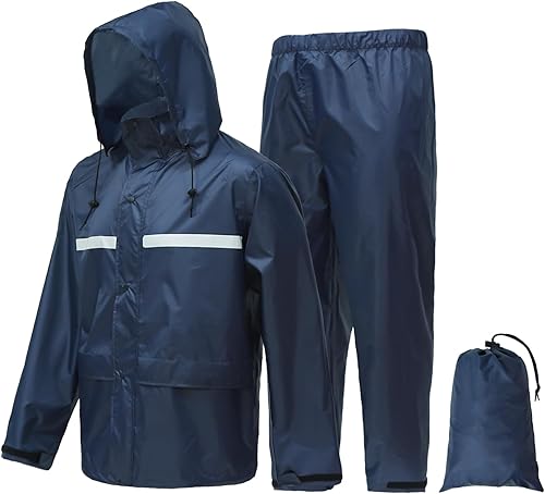 Miniatura 7 de LOOGU Traje de lluvia de camuflaje - Equipo de lluvia para hombre, impermeable, abrigo de lluvia ligero, chaqueta de lluvia transpirable para hombre
