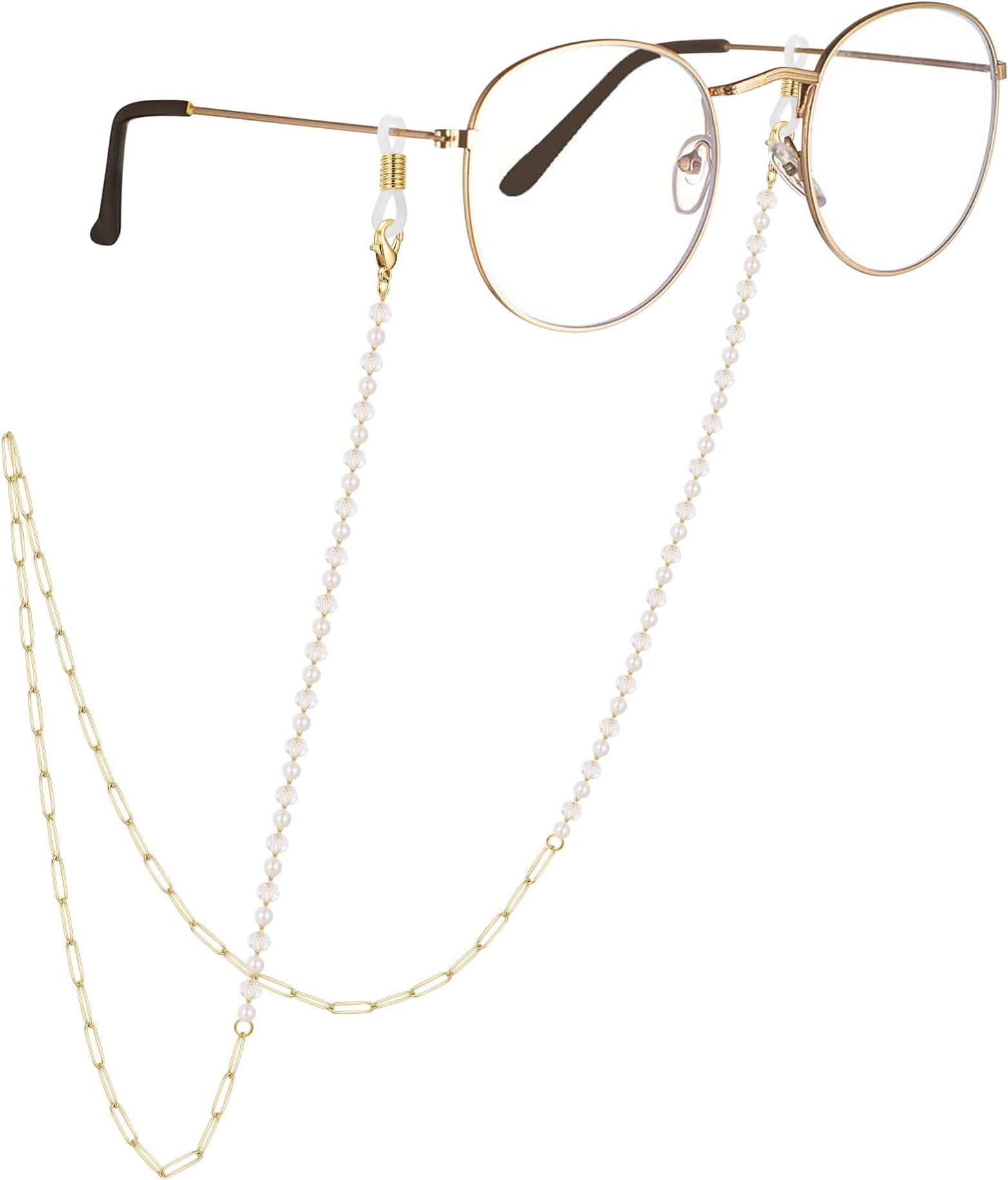 AllenCOCO 18K Gold Plated Eyeglass Chain Sunglasses Eyewear Strap Holder Reading Glasses Retainer for Women