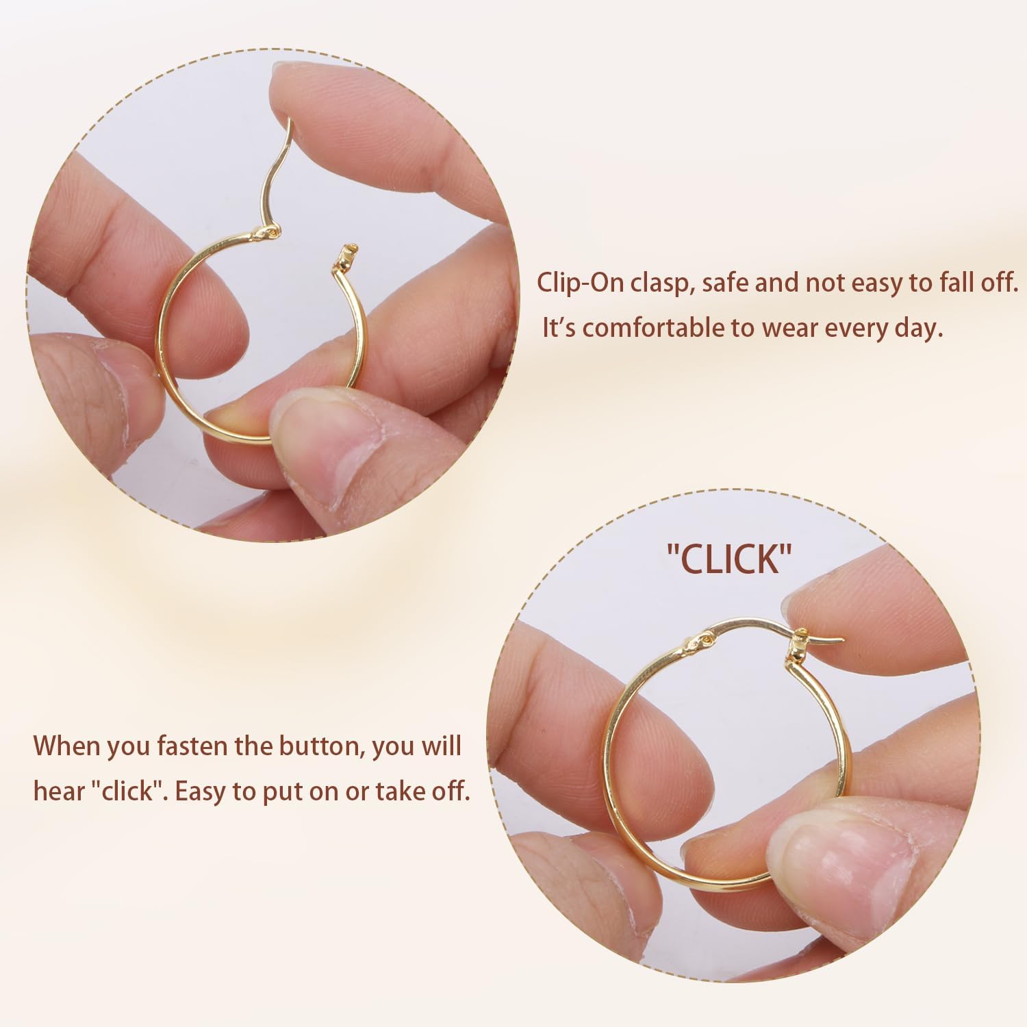 14K Gold Hoop Earrings for Women Classic Shiny Hoops Earring, Hypoallergenic Lightweight Gold Earrings 30MM - Image 4