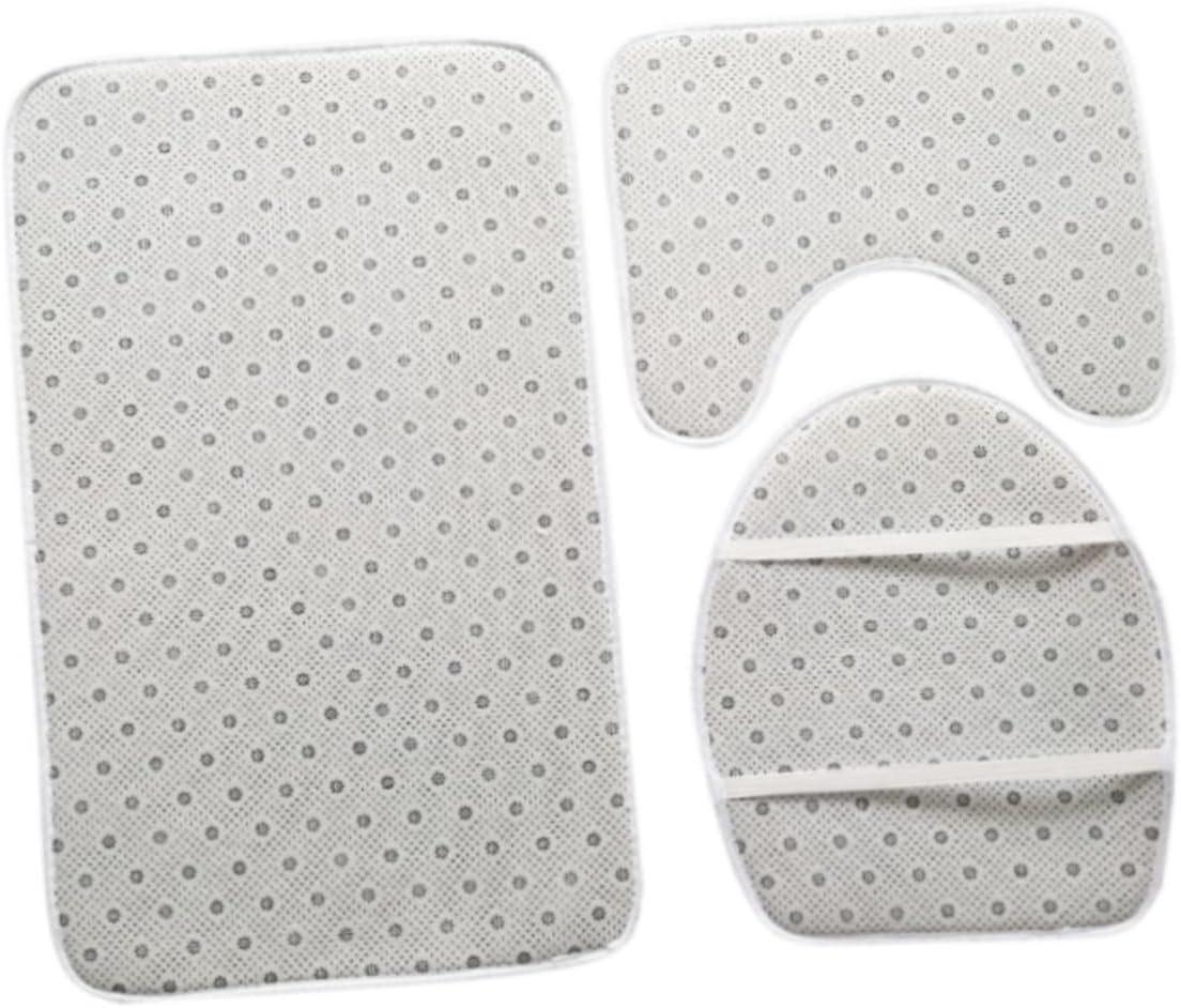 PRETYZOOM 3pcs Bathroom Rug Toilet Mat Closestool Lid Cover Pebble Floor Mat Rug for Bathroom