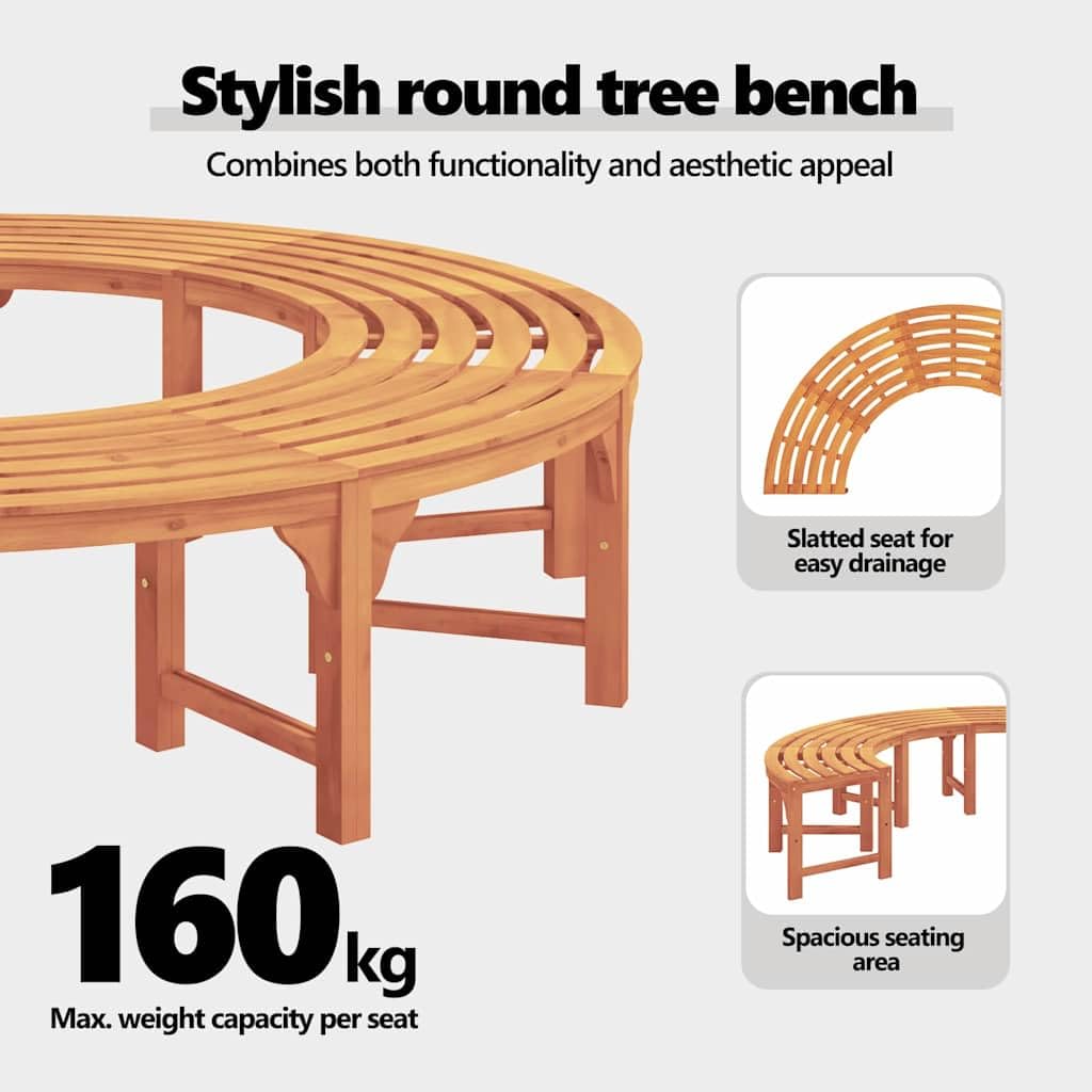 vidaXL Ławka Drzewna 8 -Seater 2 szt. 160 x 80 x 45cm Naturalny