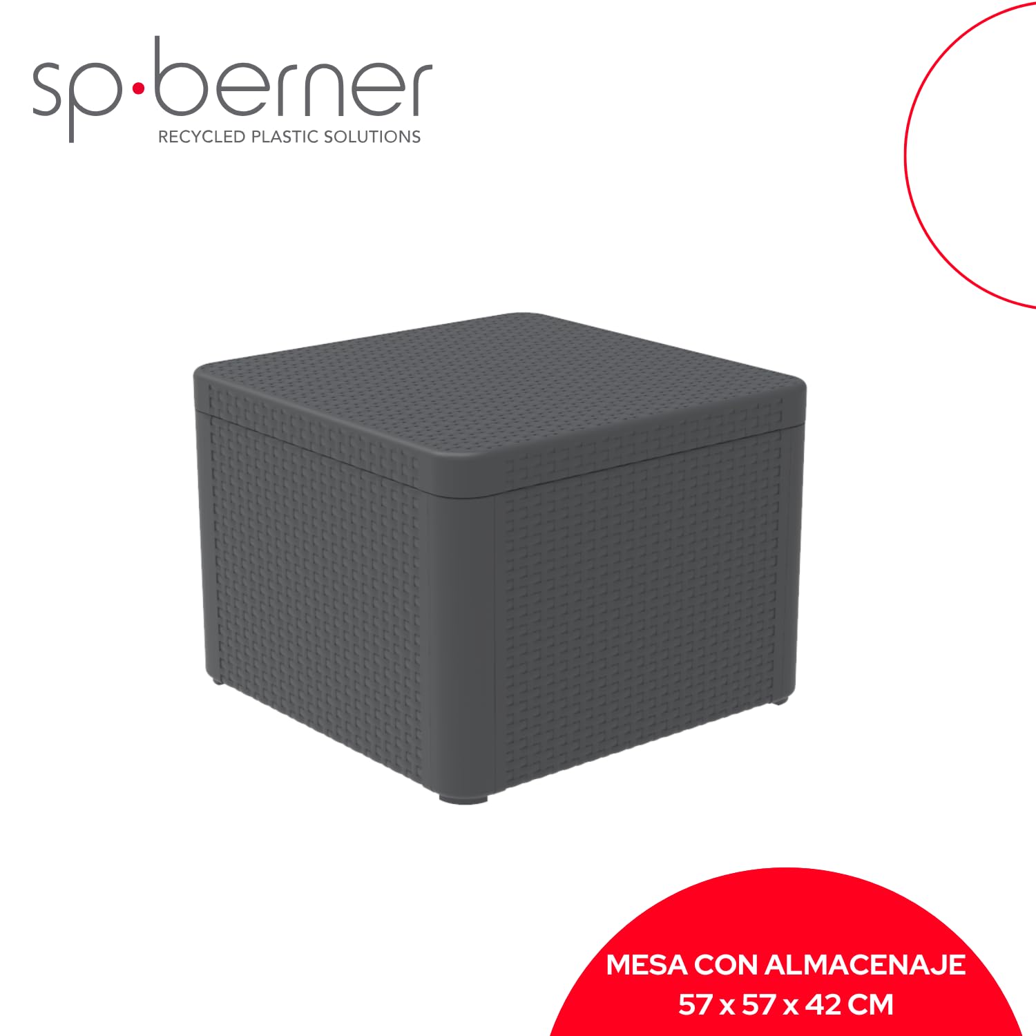 SP Berner SHAF - Conjunto Jardín Exterior y Terraza - 2 Sillones con Cojines Acolchados y Baúl de Almacenamiento Integrado en la Mesa Central - Plástico Reciclado - Set Nassau Tête-à-Tête - Grafito