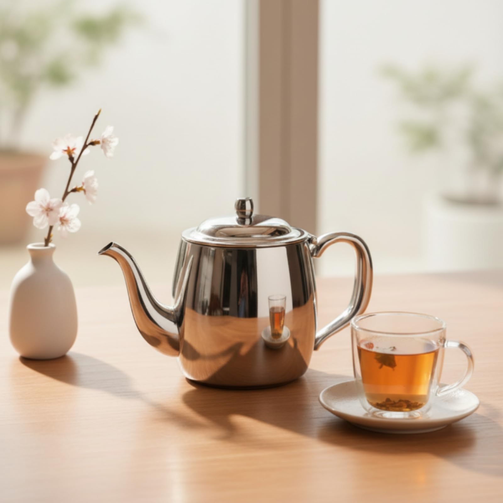 Ronyme Edelstahlkännchen Edelstahl Kaffeekanne Teekanne Gießkanne Kanne mit Dickwandigem 304 Edelstahl Und Spiegelnder Oberfläche Punktgenaues Ausgießen Dank, 1.2L