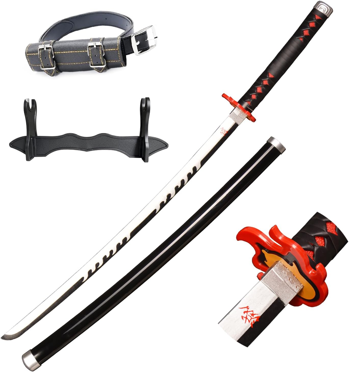 lkjadCosplay Swords Agatsuma Zenitsu Samurai Sword, Katana Sword Plastic Toy Sword for Costume Play Halloween Cosplay Gift 40/30 in