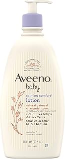 Aveeno Baby Calming Comfort Moisturizing Lotion with Relaxing Lavender & Vanilla Scents, Non-Greasy Body Lotion with Natur...