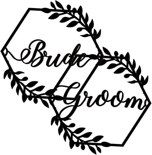 GOOHOCHY 1 juego de letreros para silla de boda, fundas para sillas de boda, para novio, novia, colgador de puerta de señales de señor y señora para