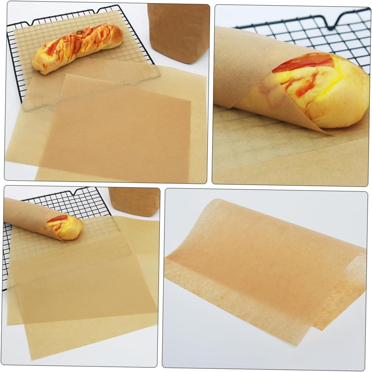 100pcs Non-stick Parchment Baking Paper Sheets 30x40cm Natural Kraft Paper Food Grade Cooking Sheets for Oven Baking and Grilling
