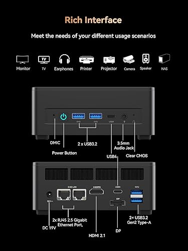 Miniatura 7 de MINISFORUM UM690 Pro Mini PC AMD Ryzen 9 6900HX DDR5 32 GB RAM 1TB PCIe4.0 SSD Micro PC, 2 USB 4 (8K) + 1 HDMI + 1 salidas DP 2.5G LAN WiFi6E BT5.3
