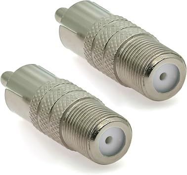 2PCS F Type to Phono Plug RCA Coax Adapter, Phono Plug RCA Male to Type F Female Coupler Adapter, Type F AV Connector Converter (Copper) Compatible with Atari 2600 TV, Game Console, TV Monitor