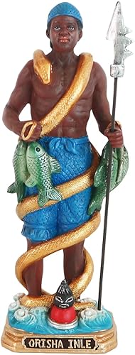 Annie's Boutique 8'' Orisha Inle Estatua Santeria Dios africano, multicolor
